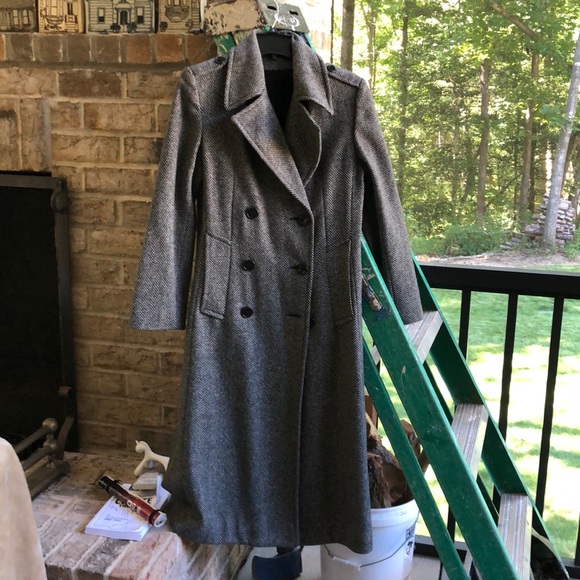 Jackets & Blazers - True vintage herringbone double breasted long coat wool made in USA